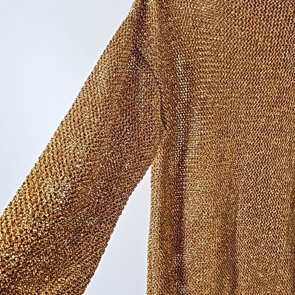 von Saken Gold Metallic Open Knit Mesh Pullover Sweater Vintage - Picture 5 of 10